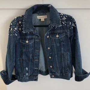 Anthropology embellished denim jacket